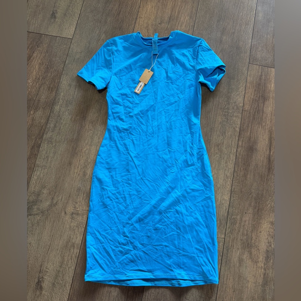 SKIMS Bright Blue Short Sleeve Swim Coverup Dress